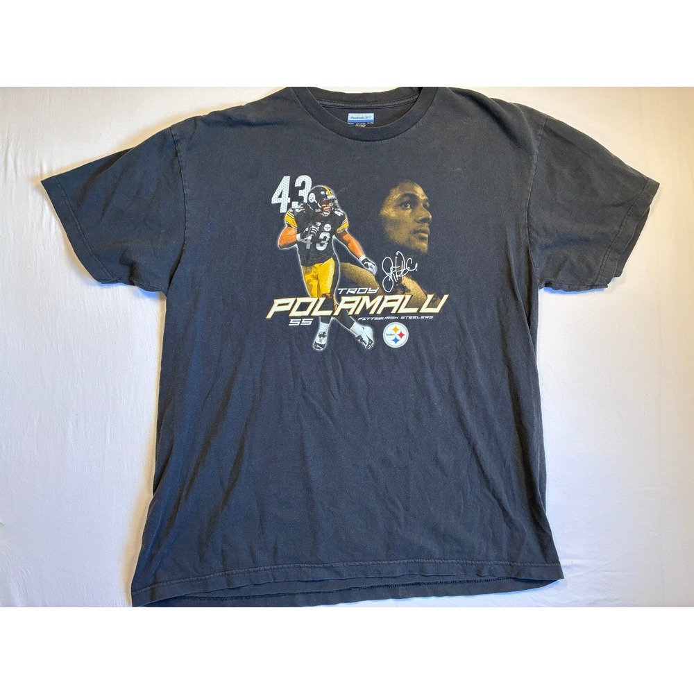 Reebok Troy Polamalu Pittsburgh Steelers Graphic T-Shirt Black XL 43